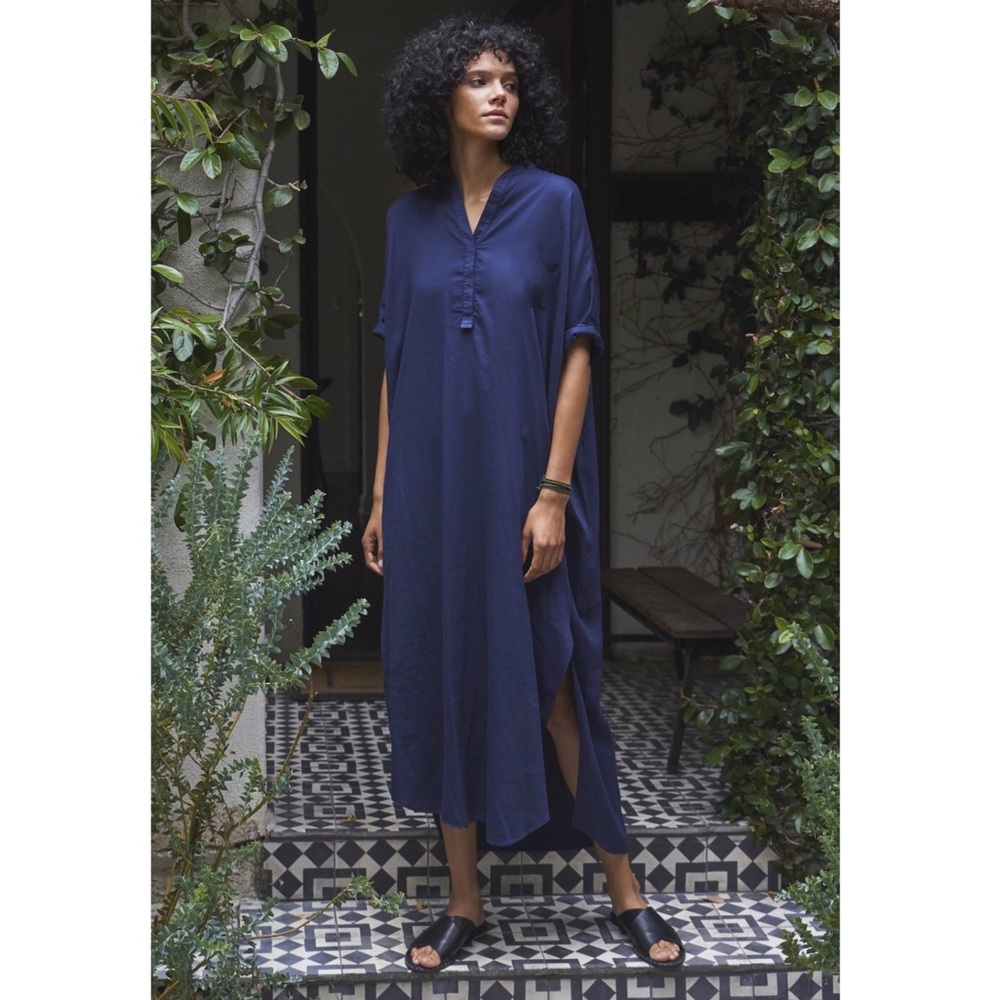 OCEAN + MAIN Cotton Easy Shirt Dress in Navy